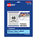 Avery® Glossy Permanent Labels With Sure Feed®, 94606-CGF10, Starburst, 1", Clear, Pack Of 480