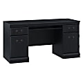 Bush Furniture Birmingham Credenza Desk with Keyboard Tray and Storage, Antique Black, Standard Delivery