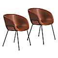 Eurostyle Zach Side Chairs With Arms, Dark Brown/Matte Black, Set Of 2 Chairs
