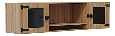 Safco Mirella 66"W Wall Hutch With Smoked Glass Doors, Sand Dune