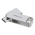 PNY DUO LINK USB 3.2 Type-C Dual Flash Drives, 128GB, Silver 1 thumbnail image
