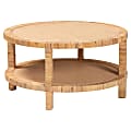 bali & pari Kalimantan Rattan And Mahogany Wood Coffee Table, 18-1/2”H x 35-7/16”W x 35-7/16”D, Light Honey 1 thumbnail image