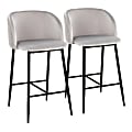LumiSource Fran Pleated Fixed-Height Counter Stools, Waves, Silver/Black, Set Of 2 Stools
