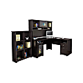 Bush Furniture Cabot L Shaped Desk With Hutch And 6 Cube Bookcase, Espresso Oak, Standard Delivery 1 thumbnail image