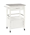 Linon Clark Granite-Top Kitchen Cart, 36-3/4"H x 27-3/4"W x 18"D, White