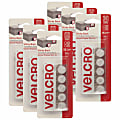 VELCRO® Brand STICKY BACK® Fasteners, Round, 0.63", White, 15 Fasteners Per Pack, Set Of 6 Packs