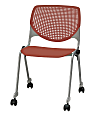 KFI Studios KOOL Stacking Chair With Casters, Coral/Silver