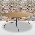 Flash Furniture Round Heavy-Duty Birchwood Folding Banquet Table, 30"H x 72"W x 72"D, Natural/Silver 1 thumbnail image
