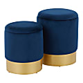 LumiSource Marla Nesting Ottomans, Gold/Blue, Set Of 2 Ottomans 1 thumbnail image