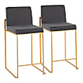 LumiSource Fuji Contemporary Counter Stool, Gold/Charcoal
