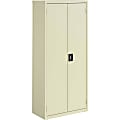 Lorell Fortress Series Slimline Storage Cabinet - 30" x 15" x 66" - 4 x Shelf(ves) - 720 lb Load Capacity - Durable, Welded, Nonporous Surface, Recessed Handle, Removable Lock, Locking System - Putty - Baked Enamel - Steel - Recycled