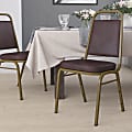 Flash Furniture HERCULES Series Trapezoidal-Back Stacking Banquet Chair With 2-1/2" Thick Seat, Brown/Gold