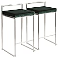 LumiSource Fuji Stacker Counter Stools, Green Seat/Stainless-Steel Frame, Set Of 2 Stools 1 thumbnail image