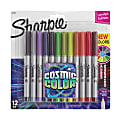 Sharpie® Cosmic Color Permanent Markers, Ultra Fine Point, Gray Barrels, Assorted Ink Colors, Pack Of 12 Markers