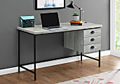 Monarch Specialties Pollard 56"W 3-Drawer Computer Desk, Gray Wood/Black