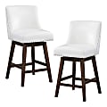 Office Star Bowden Faux Leather Swivel Counter Height Stools, White/Dark Walnut, Pack Of 2 Stools 1 thumbnail image