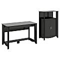 Bush Furniture Aero Writing Desk And Library Storage Cabinet With Doors, Classic Black, Standard Delivery