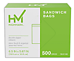 Highmark® Plastic Storage Bags, Sandwich Size, Clear, Pack Of 500 Bags 1 thumbnail image