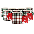 Martha Stewart Holiday Plaid 8-Piece Stoneware Mug Set, 19 Oz, Green 1 thumbnail image