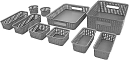 Advantus Plastic Weave Bins, Black, Set Of 10 Bins 1 thumbnail image