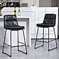 Glamour Home Bauer Faux Leather Barstools With Back, Black, Set Of 2 Barstools 1 thumbnail image