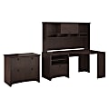 Bush Furniture Buena Vista Corner Desk With Hutch And Lateral File Cabinet, Madison Cherry, Standard Delivery 1 thumbnail image
