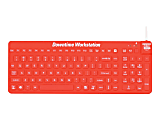 Man & Machine Premium Full Size Waterproof Disinfectable Keyboard - Cable Connectivity - USB Interface - English, French - Computer - PC, Mac - Industrial Silicon Rubber Keyswitch - Red