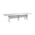 Bush Business Furniture 120"W x 48"D Boat-Shaped Conference Table With Wood Base, White, Standard Delivery