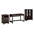 Bush Furniture Buena Vista Writing Desk With 6 Cube Bookcase And 2 Drawer File Cabinet, Madison Cherry, Standard Delivery
