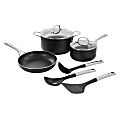 Oster Palladium 8-Piece Aluminum Cookware Set, Black/Silver
