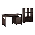 Bush Furniture Buena Vista Home Office Desk With 6 Cube Bookcase, Madison Cherry, Standard Delivery