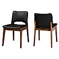 Baxton Studio Afton Dining Chairs, Black/Walnut Brown, Set Of 2 Chairs