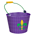 Amscan Mardi Gras Fleur de Lis Metal Buckets, 7-1/4"H x 7"W x 7"D, Purple, Pack Of 2 Buckets