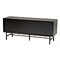 Baxton Studio Truett Modern Wood And 2-Tone Metal TV Stand, 22-7/16”H x 53-1/8”W x 15-3/4”D, Dark Brown/Black and Gold