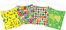 Barker Creek Peel & Stick Library Pockets, 3-1/2" x 5-1/8", Bright Colors, Set Of 120 Pockets