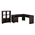 Bush Furniture Buena Vista L Shaped Desk With 6 Cube Bookcase, Madison Cherry, Standard Delivery