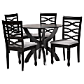 Baxton Studio Aspen Fabric And Finished Wood 5-Piece Dining Set, 29-15/16”H x 35-7/16”W x 35-7/16”D, Gray/Dark Brown 1 thumbnail image