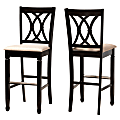 Baxton Studio Calista Bar Stools, Sand/Espresso Brown, Set Of 2 Stools