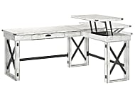Ameriwood™ Home Wildwood 68"W L-Shaped Computer Desk With Lift Top, Distressed Whitewash