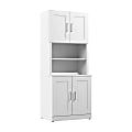 Bush Business Furniture Hampton Heights 30"W Storage Cabinet With Doors And Hutch, White, Standard Delivery