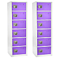 Alpine 6-Tier Steel Lockers, 72”H x 12”W x 12”D, Purple, Pack Of 2 Lockers