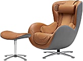 Nouhaus Classic Leather Massage Chair With Ottoman, Caramel