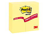 Post-it® Notes, 2160 Total Notes, Pack Of 24 Pads, 3" x 3", Canary Yellow, 90 Notes Per Pad