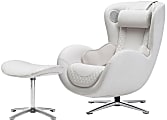Nouhaus Classic Leather Massage Chair With Ottoman, Elder White