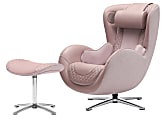 Nouhaus Classic Leather Massage Chair With Ottoman, Pale Rose