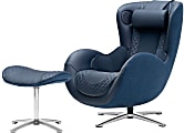 Nouhaus Classic Leather Massage Chair With Ottoman, Midnight Blue