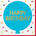 Amscan 2-Ply Paper Lunch Napkins, 6-1/2" x 6-1/2", Happy Birthday Celebration, Pack Of 16 Napkins