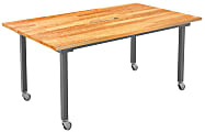 VARI Rectangular Conference Table, 30-1/2"H x 72"W x 42"D, Butcher Block/Slate