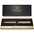 Scriveiner Classic Ballpoint Pen, Medium Point, 1.0 mm, Silver Chrome/Gold Barrel, Black Ink