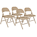 National Public Seating Commercialine 900 Series Steel Folding Chairs, Beige, Set Of 4 Chairs